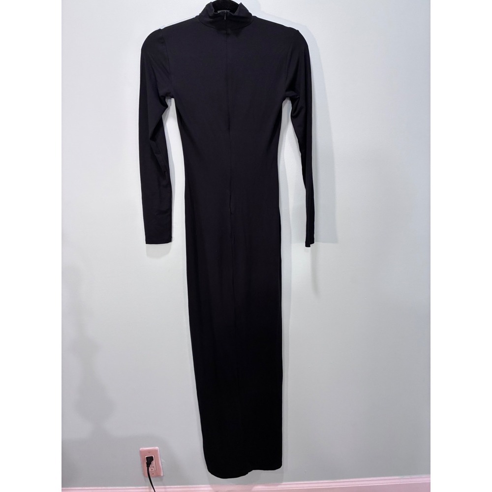 SKIMS Soft Lounge Mock Neck Long Sleeve Maxi Dress Onyx Black - Picture 2 of 5